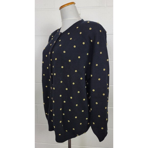 Vintage Marisa Christina Black Gold Beaded Cardigan Sweater 1X - Picture 5 of 8